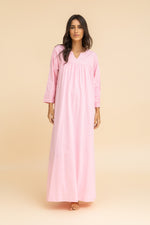 Load image into Gallery viewer, Long Sleeve V Neck Striped on Chest Nightdress
