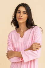 Load image into Gallery viewer, Long Sleeve V Neck Striped on Chest Nightdress
