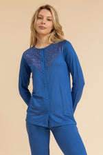 Load image into Gallery viewer, Super soft button down pajama with lace
