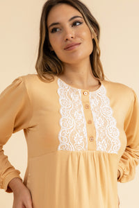 Beautiful nightgown with loose sleeves and lace trim