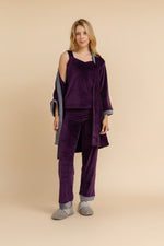 Load image into Gallery viewer, 3 Pcs Velvet set - with matching Cami top, Pants and mid length Robe
