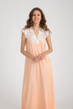 Load image into Gallery viewer, Pretty Nightdress with lace Sleeve &amp; Neckline
