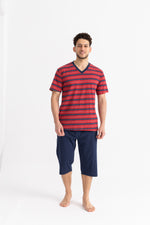 Load image into Gallery viewer, Short Sleeve Striped Men Pajama Short
