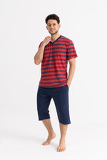 Load image into Gallery viewer, Short Sleeve Striped Men Pajama Short
