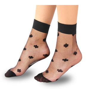Women's Ankle-High Flower Jacquard-Knit Hosiery Socks