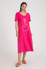 Load image into Gallery viewer, Cat Print Short Sleeve Loungedress
