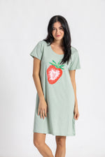 Load image into Gallery viewer, Short Sleeve Strawberry Print Loungedress
