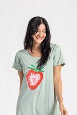 Load image into Gallery viewer, Short Sleeve Strawberry Print Loungedress
