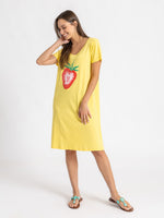 Load image into Gallery viewer, Short Sleeve Strawberry Print Loungedress
