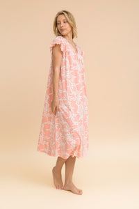 Frill sleeve abstract butterly nightgown