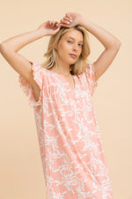 Load image into Gallery viewer, Frill sleeve abstract butterly nightgown
