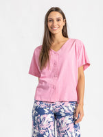 Load image into Gallery viewer, Plain Short Sleeve Loungeset With Floral Pants
