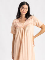 Load image into Gallery viewer, Short Sleeve lace trim Nightdress
