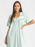 Load image into Gallery viewer, Short Sleeve lace trim Nightdress
