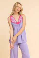 Load image into Gallery viewer, Colored Lace Trim Cut Pajama
