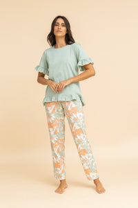 2 Tone Pajama with Printed Pants