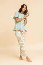 Load image into Gallery viewer, 2 Tone Pajama with Printed Pants
