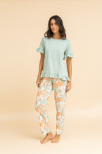 Load image into Gallery viewer, 2 Tone Pajama with Printed Pants
