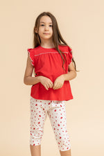 Load image into Gallery viewer, Girls sleep set with printed capri shorts
