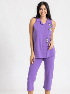 Cut Sleeve Capri Loungeset Panda Print