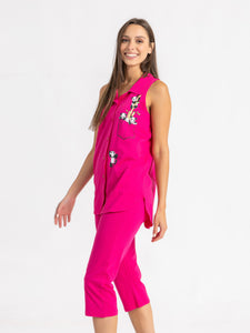Cut Sleeve Capri Loungeset Panda Print