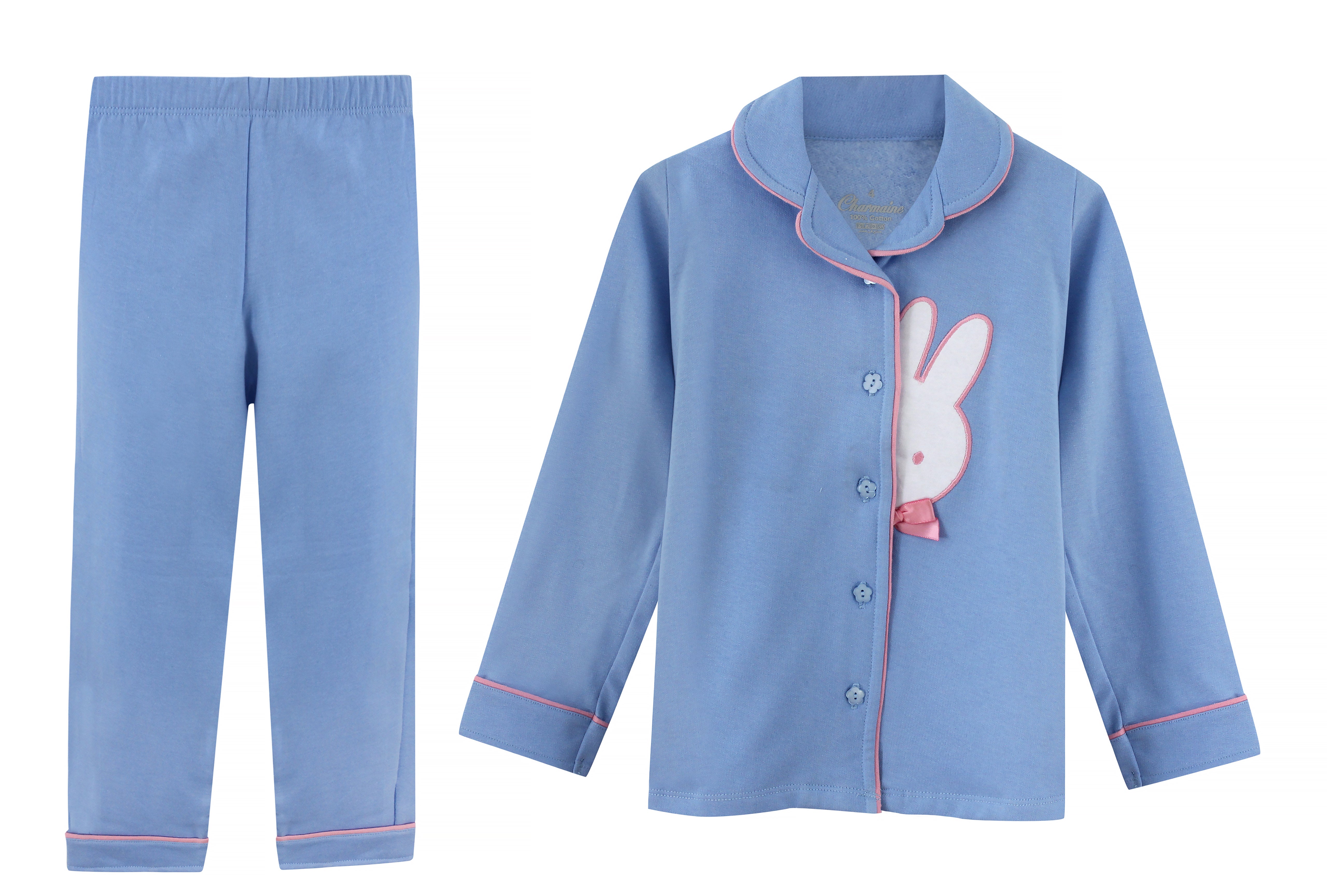 Girls Peek-A-Boo Bunny Cozy Botton down Pajama