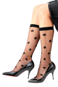 Women's Knee-High Flower Jacquard-Knit Hosiery Socks