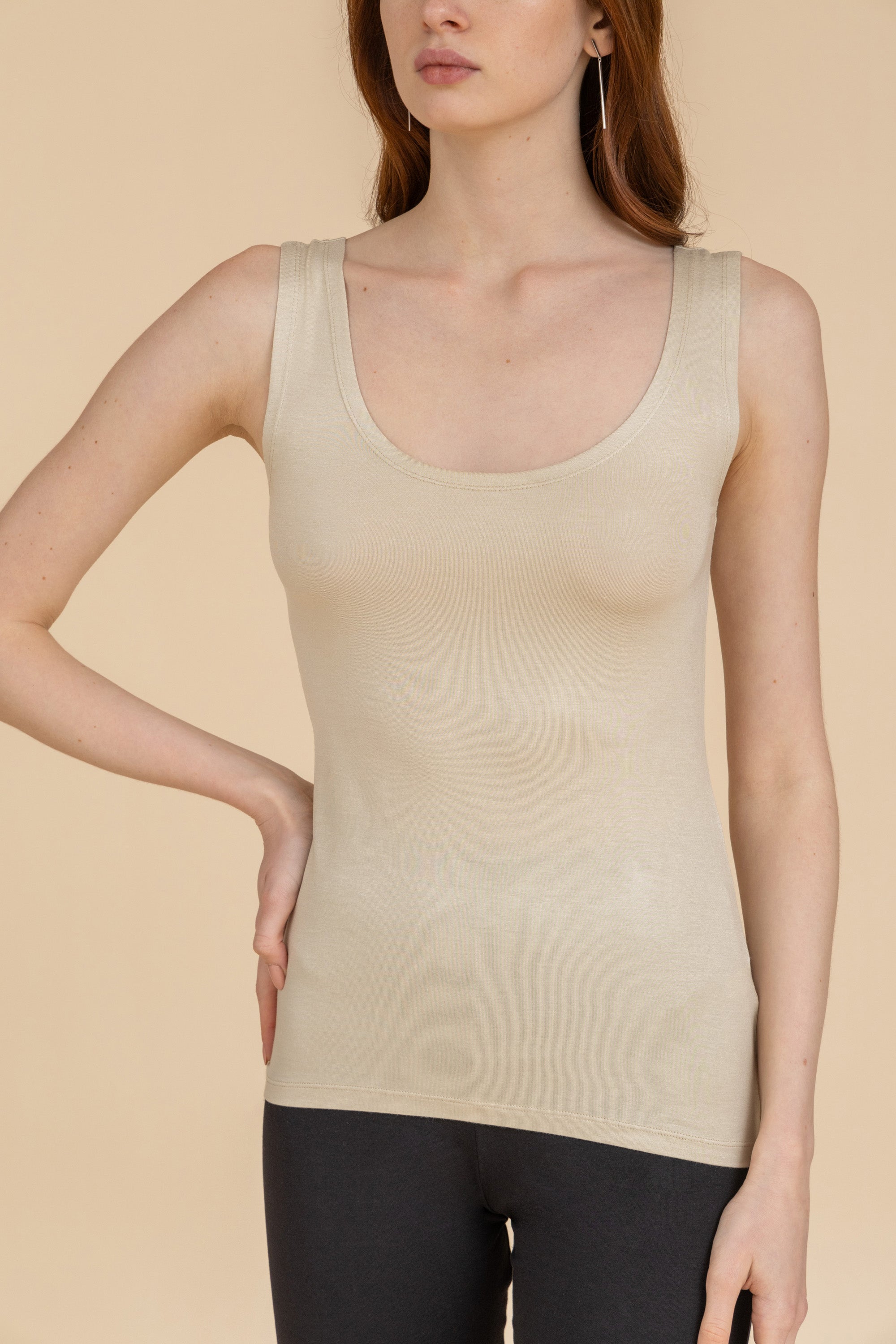 Women's Wide Strap Viscose Tank Top Undershirt