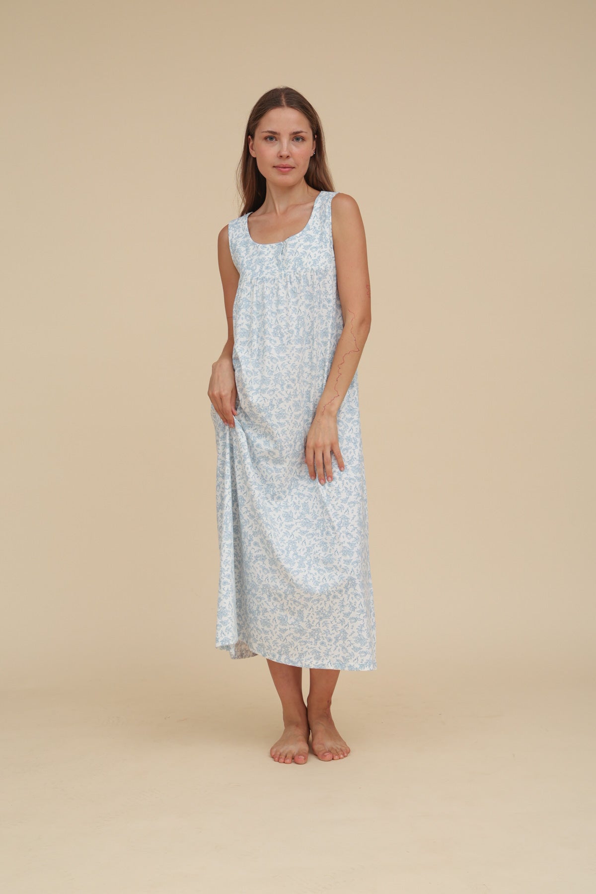 Cut Sleeve Floral Nightdress