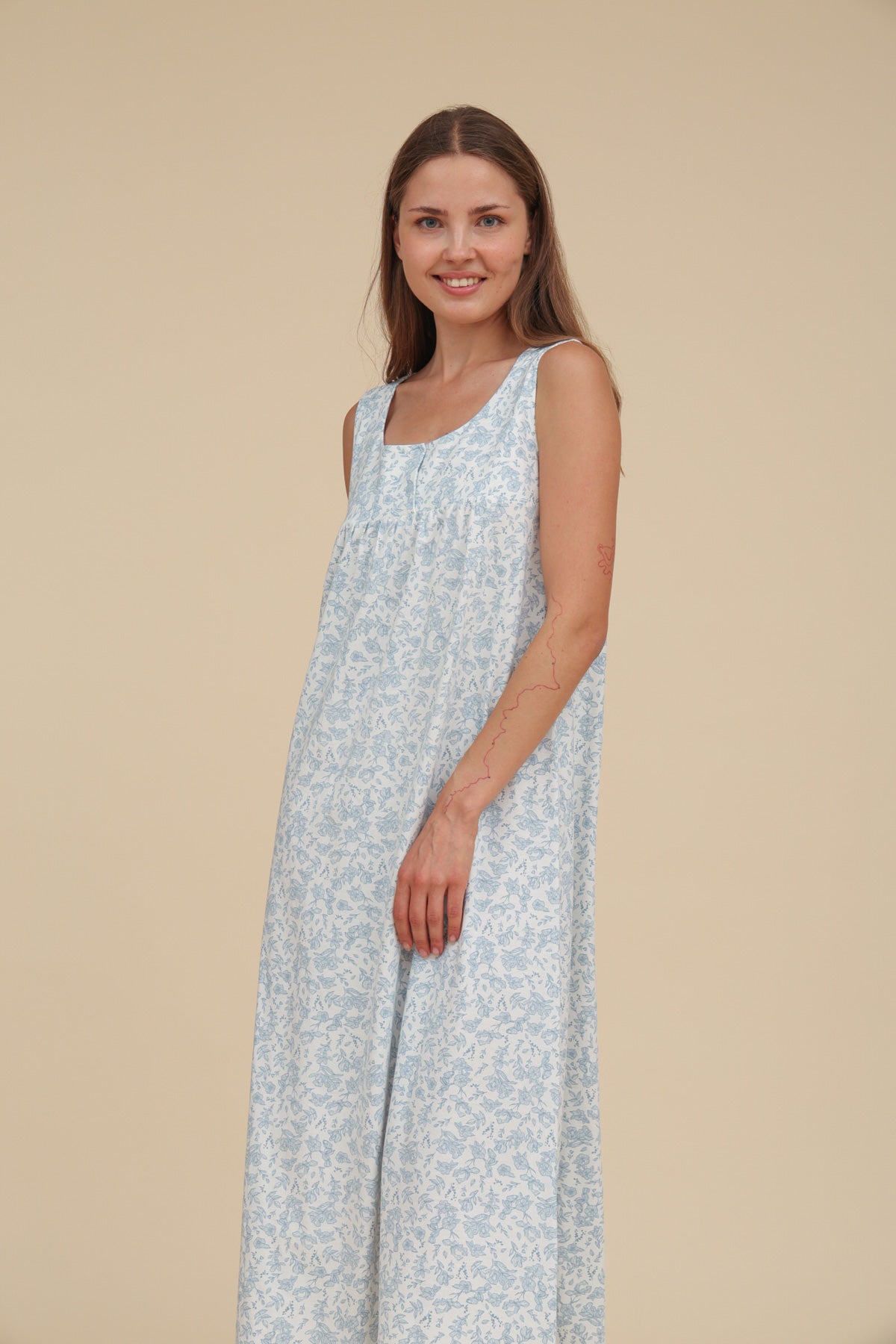 Cut Sleeve Floral Nightdress