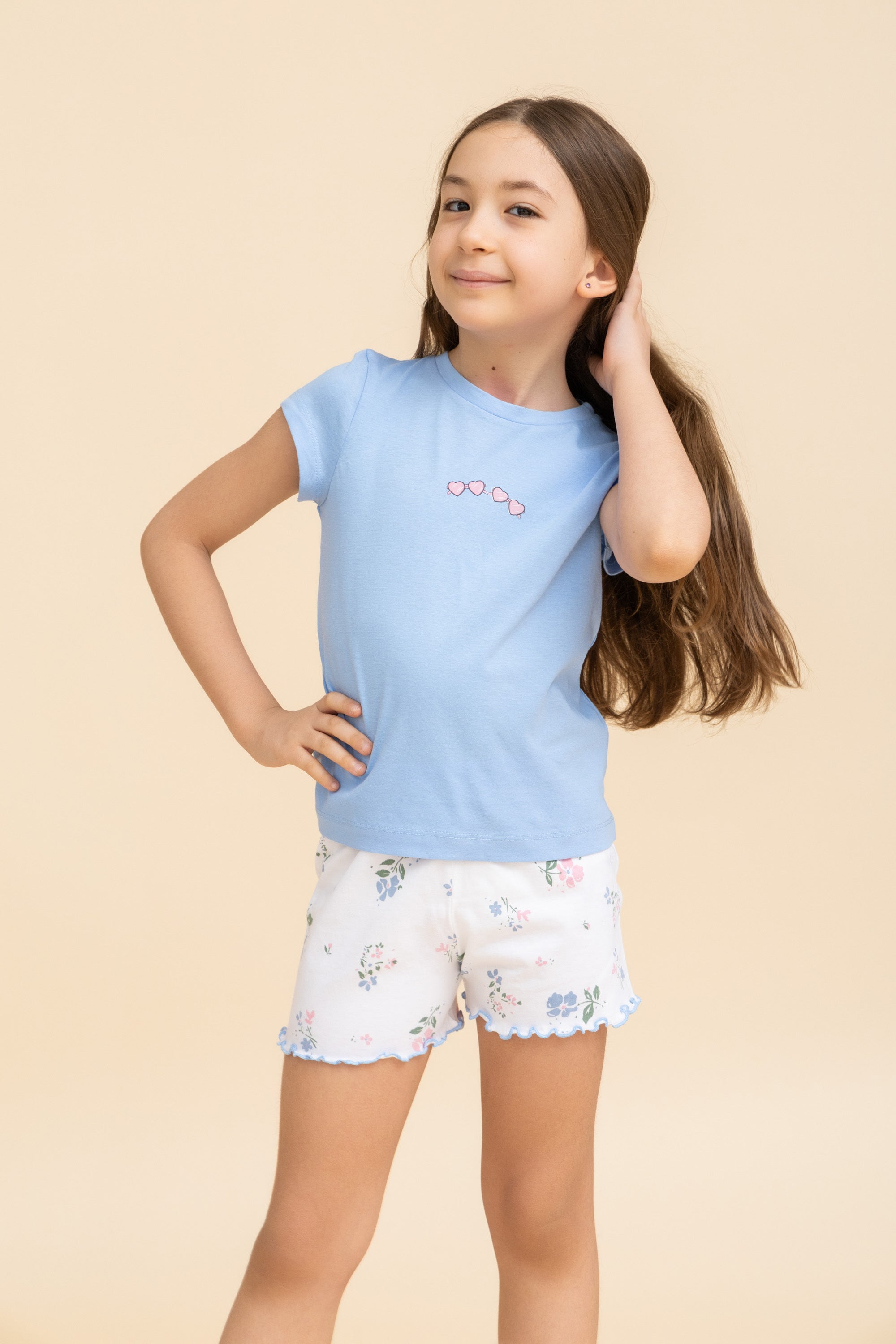 Girls Short Sleeve Printed Set