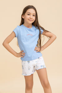 Girls Short Sleeve Printed Set