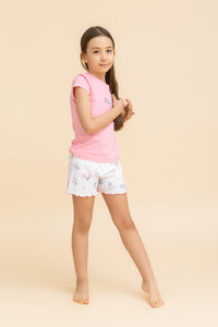 Girls Short Sleeve Printed Set