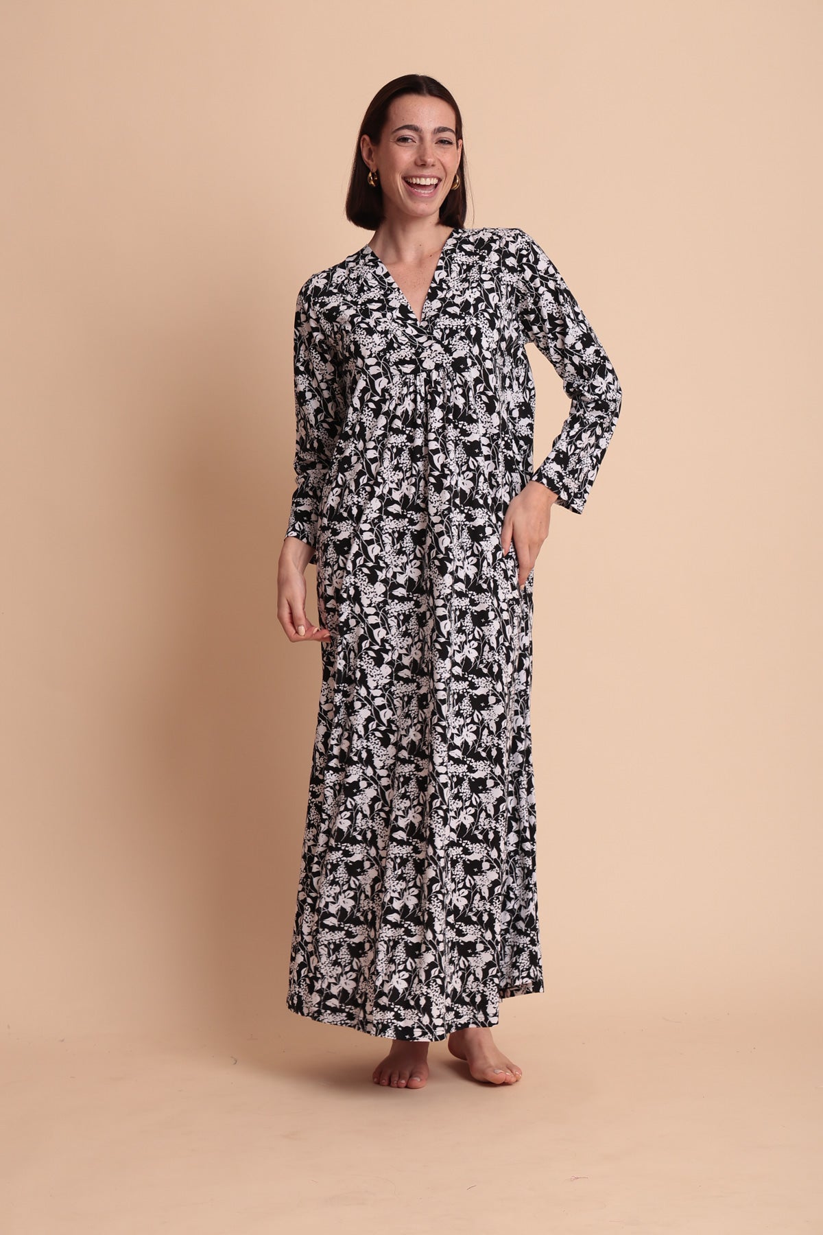 Long Sleeve Printed Nightgown