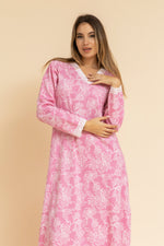 Load image into Gallery viewer, Floral Print 100% cotton nightdress with lace trim
