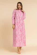 Load image into Gallery viewer, Floral Print 100% cotton nightgown with button detail
