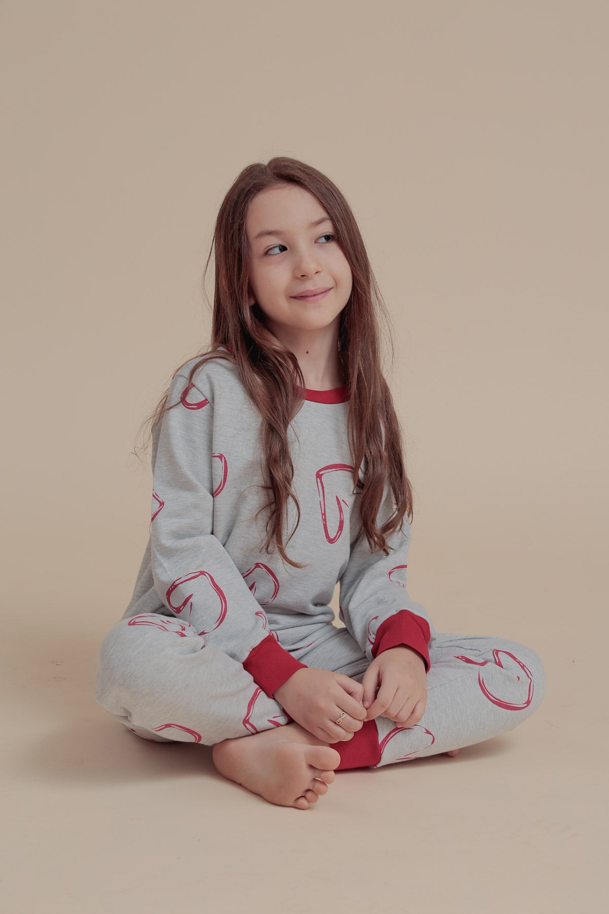 Girls Heart print PJ set