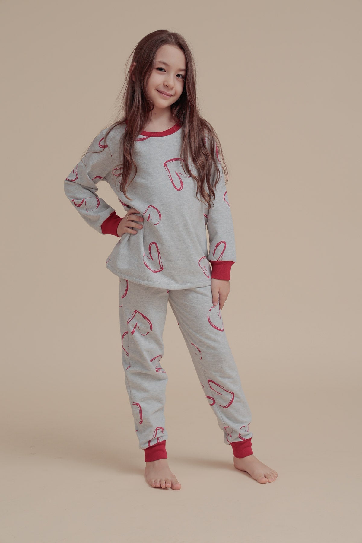 Girls Heart print PJ set