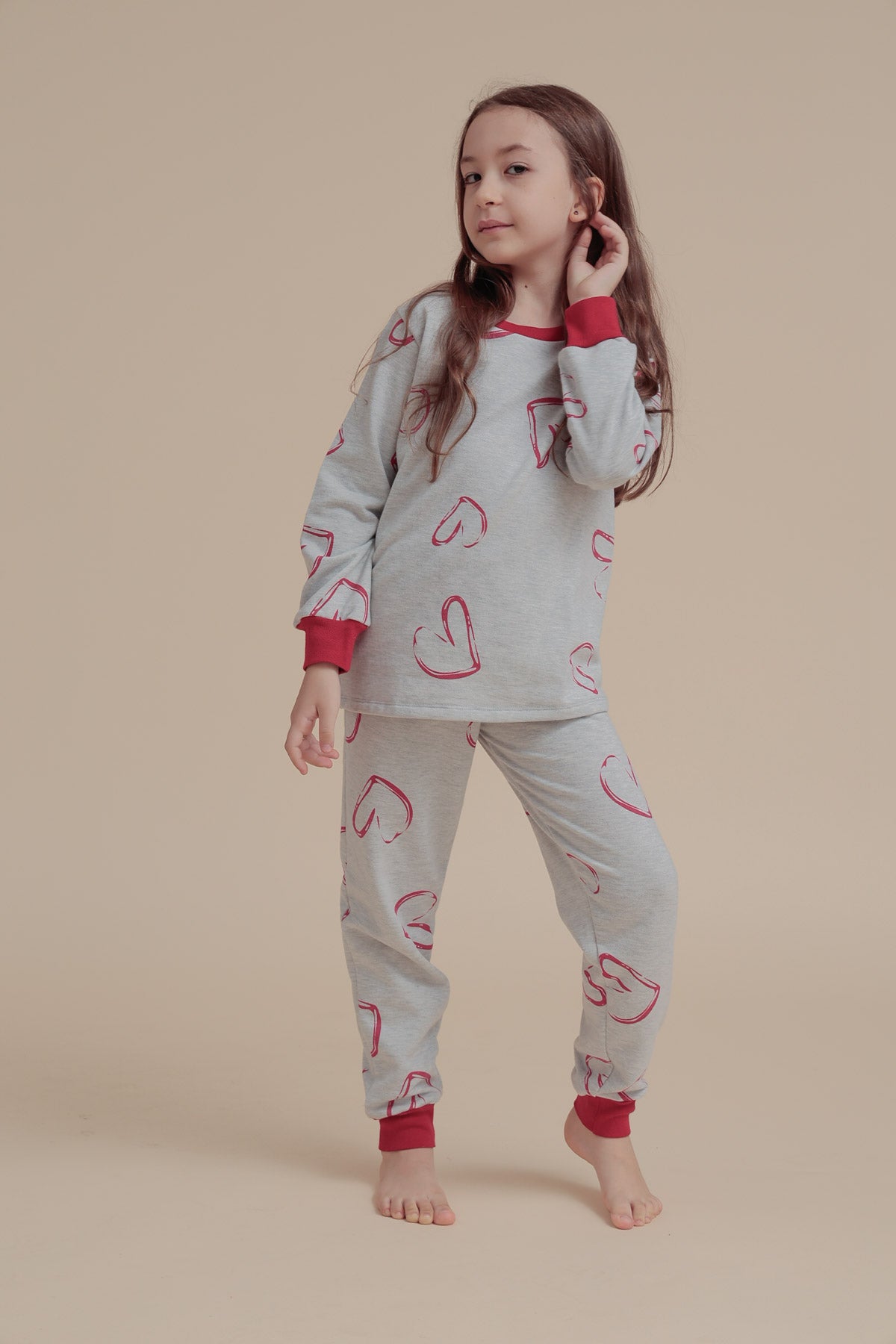 Girls Heart print PJ set