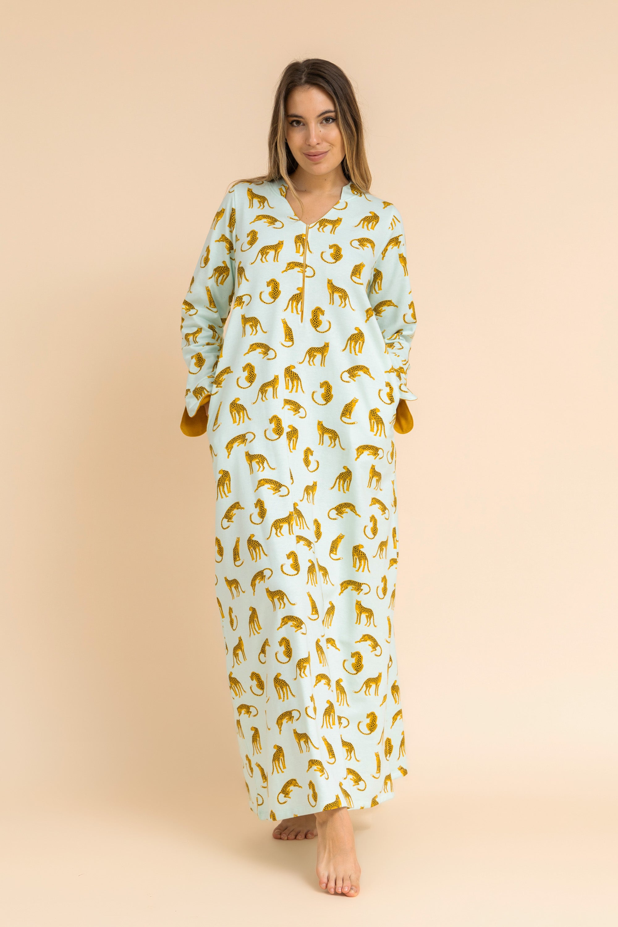 Leopard Print 100% cotton Lounge dress