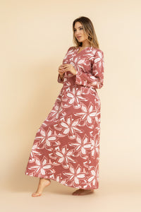 Floral strokes Long Sleeve Nightgown