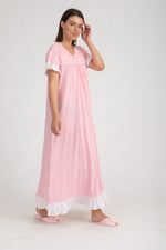 Load image into Gallery viewer, Short Sleeve Nightdress with daisy print Ruffles

