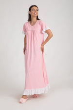 Load image into Gallery viewer, Short Sleeve Nightdress with daisy print Ruffles
