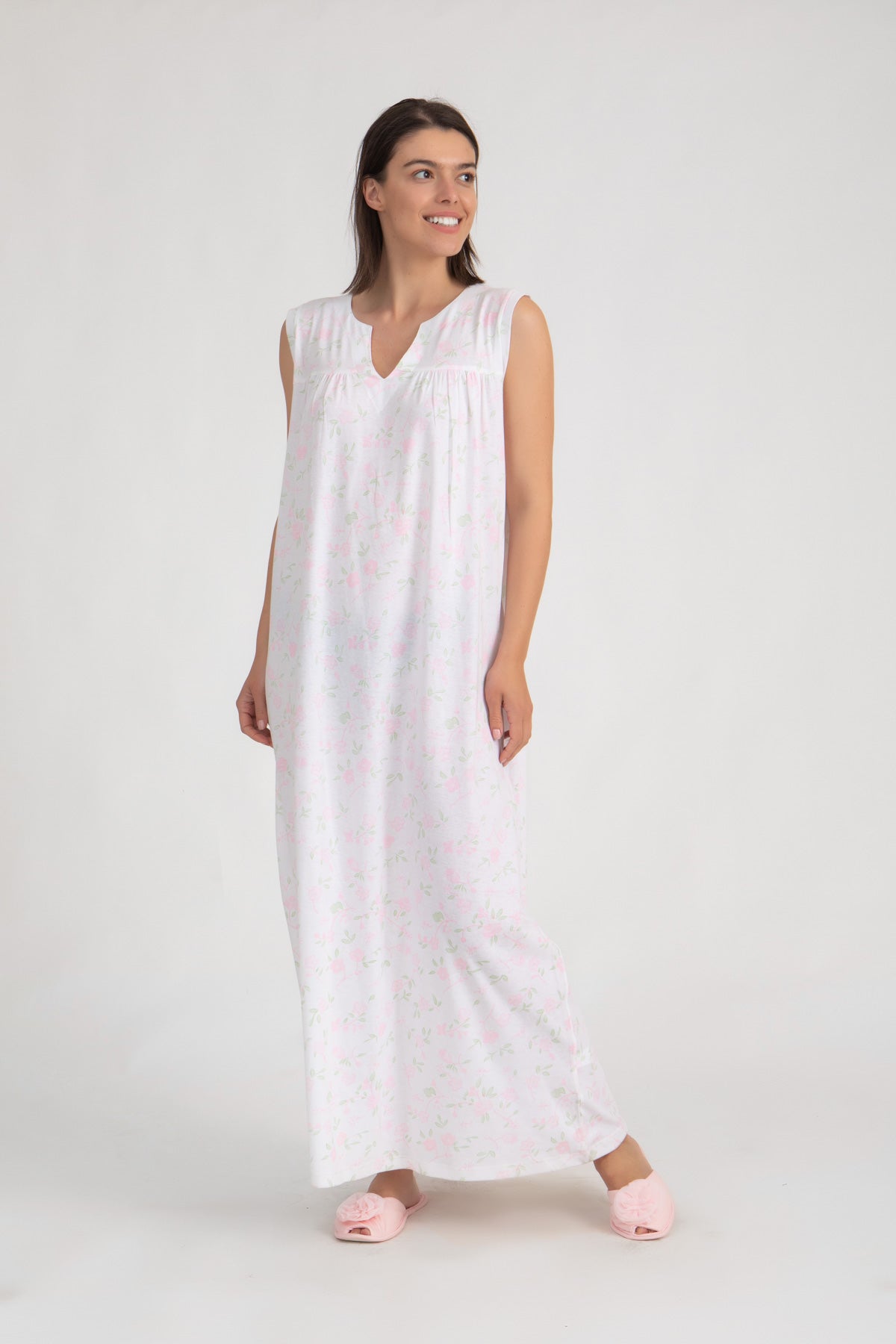 Sleevless Daisy Print Nightgown