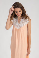 Load image into Gallery viewer, Pretty Nightdress with lace Sleeve &amp; Neckline
