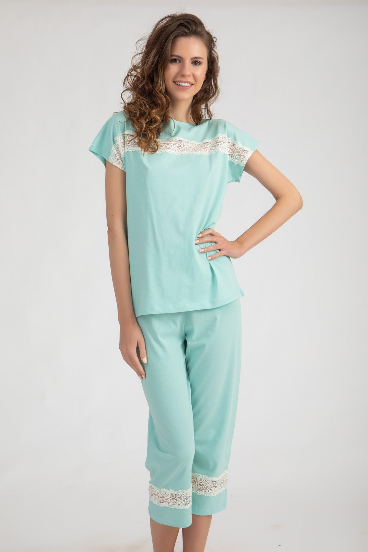 Pretty Pajama Set With Lace insert