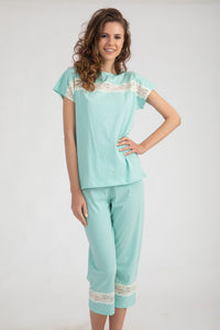 Pretty Pajama Set With Lace insert