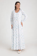 Load image into Gallery viewer, Roses Print Long Sleeve Nightgown With Lace detail
