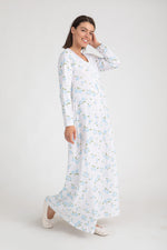 Load image into Gallery viewer, Roses Print Long Sleeve Nightgown With Lace detail
