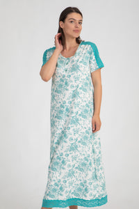 Bouquet of Flower Print Short Sleeve Nightdress